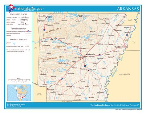 Map of the State of Arkansas, USA .